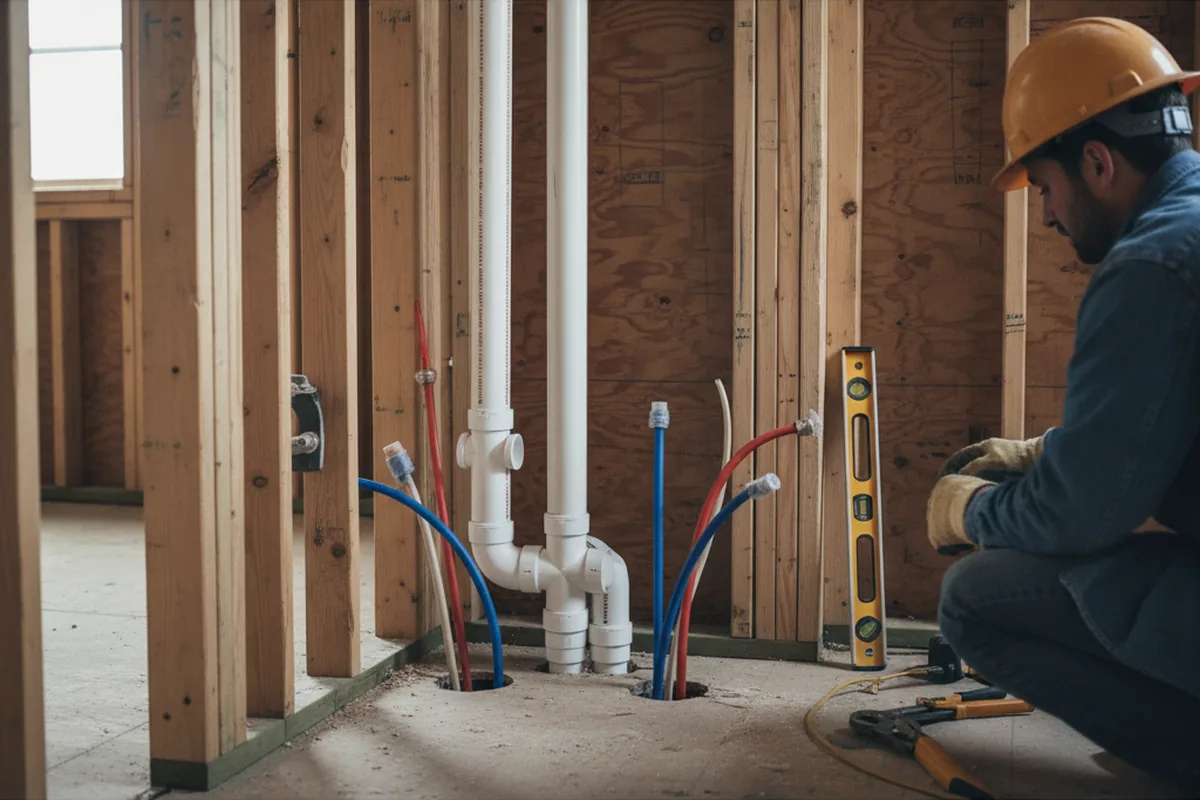 Drain and supply rough-in during Garbage Disposal Repair in Ben Wheeler